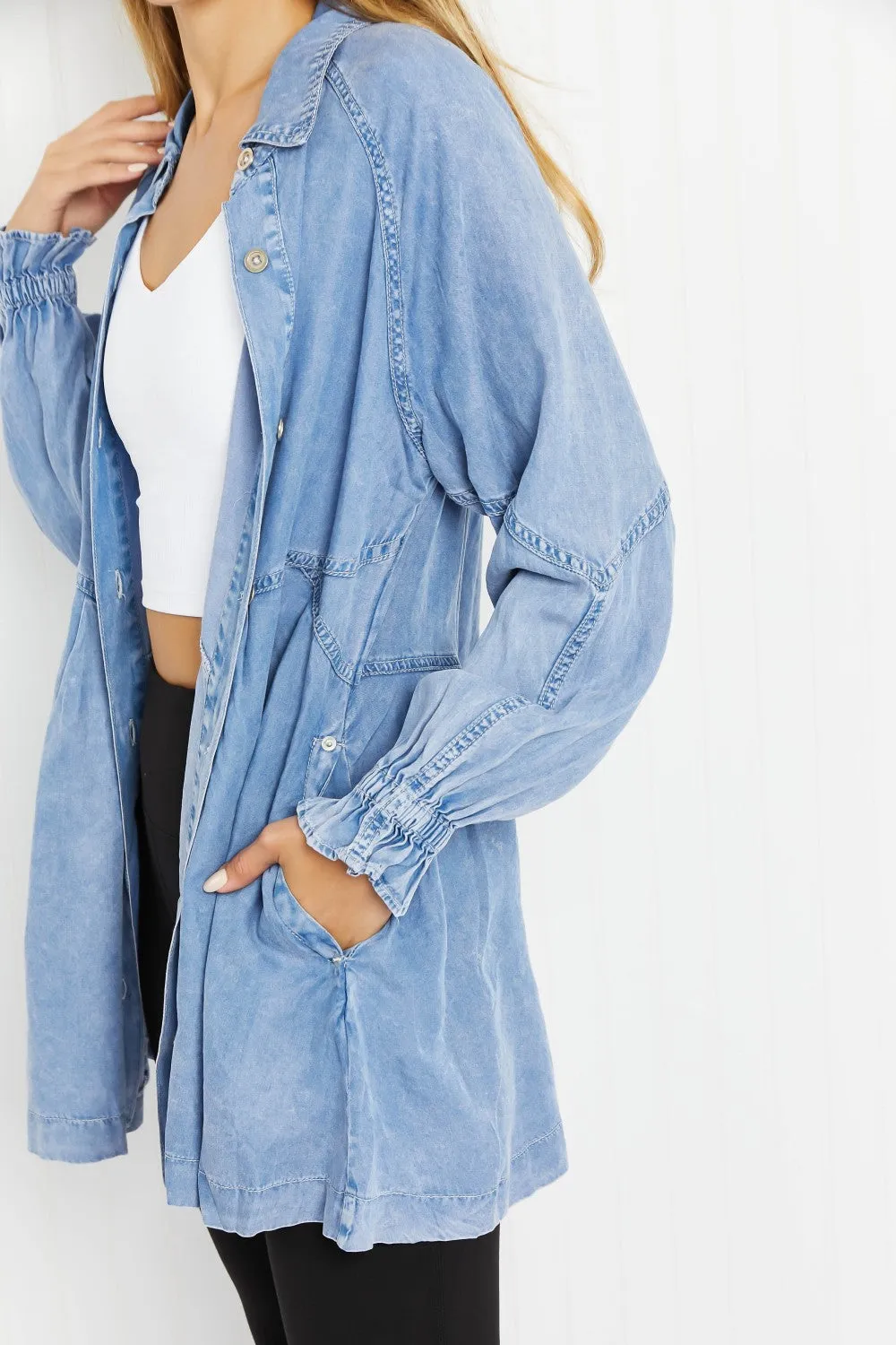 *App Exclusive* Chambray Button-Up Swing Tunic