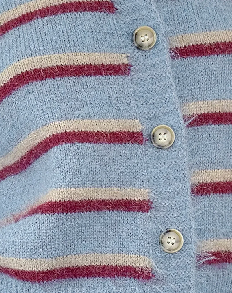 Audrina Cardigan in Blue and Red Stripe