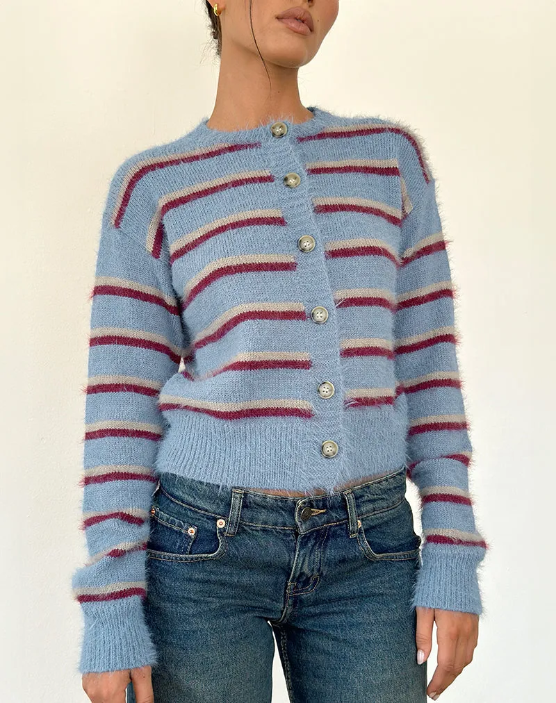 Audrina Cardigan in Blue and Red Stripe