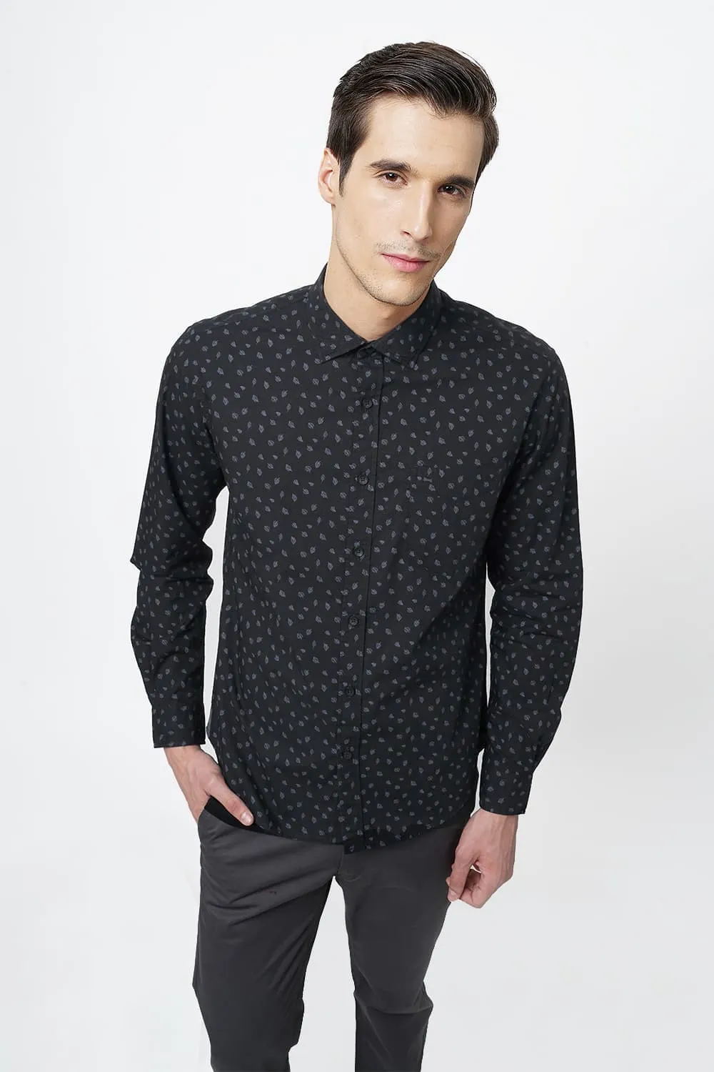 Basics Slim Fit Printed Shirt