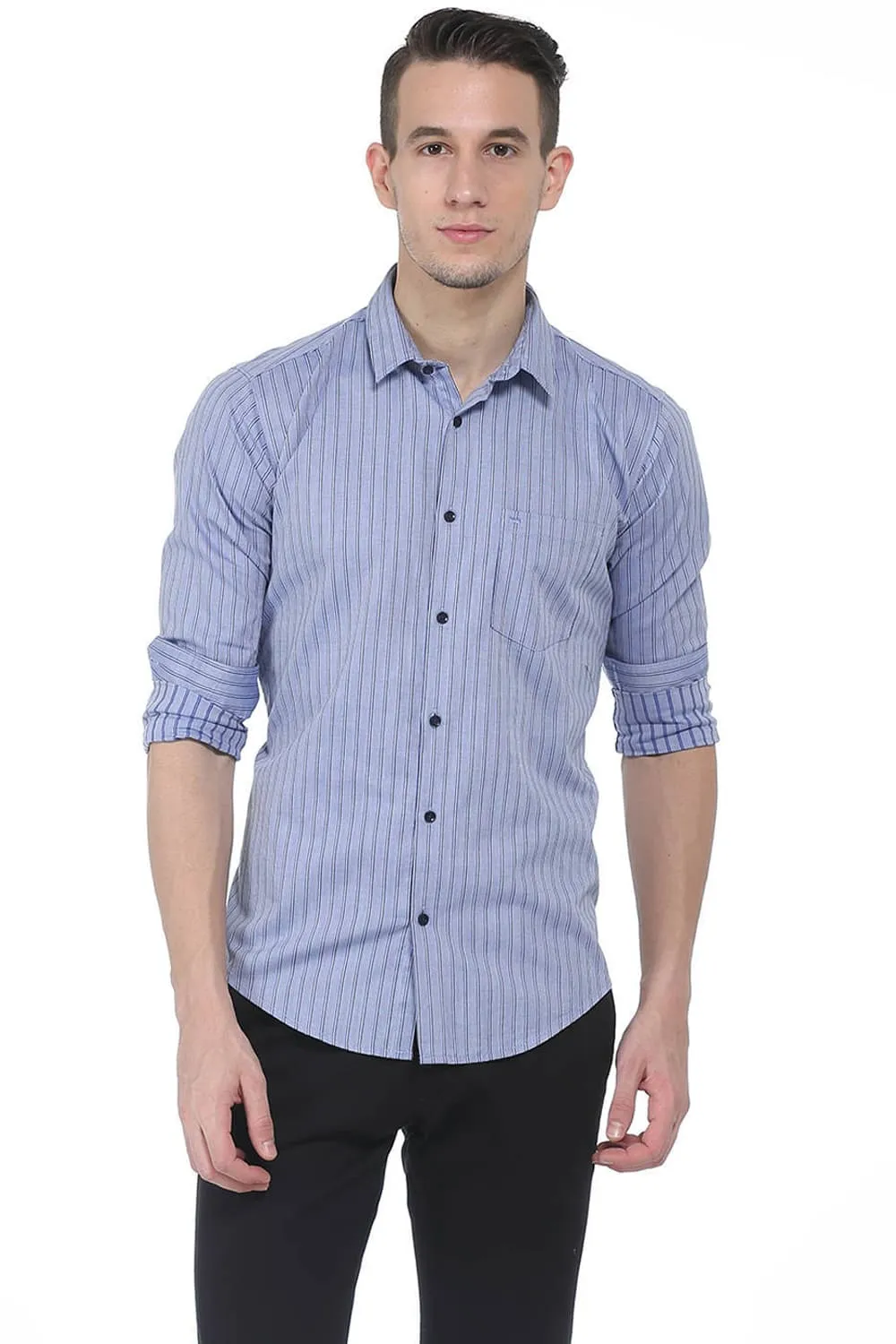 Basics Slim Fit Striped Shirt