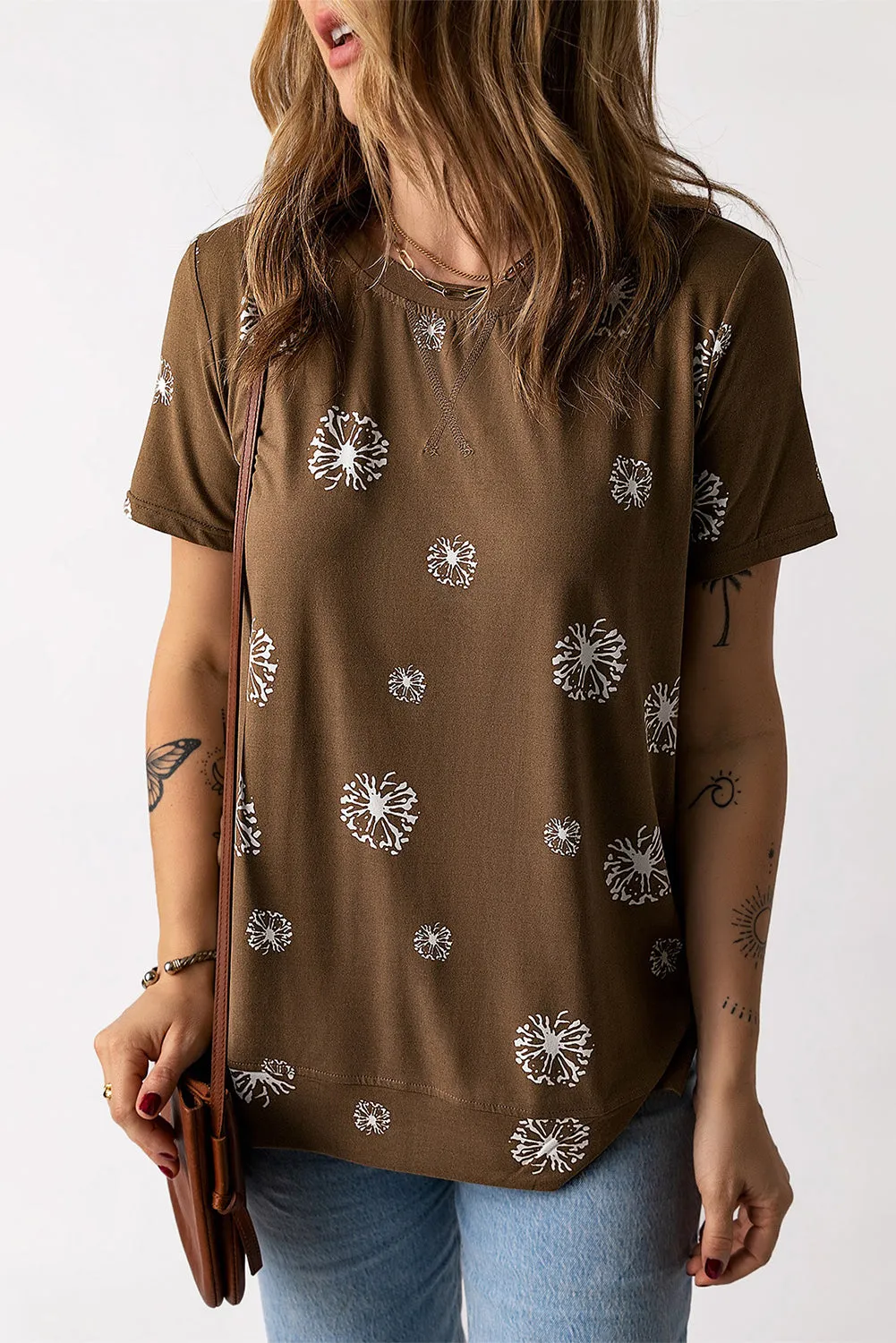 Dandelion Print Round Neck Tee