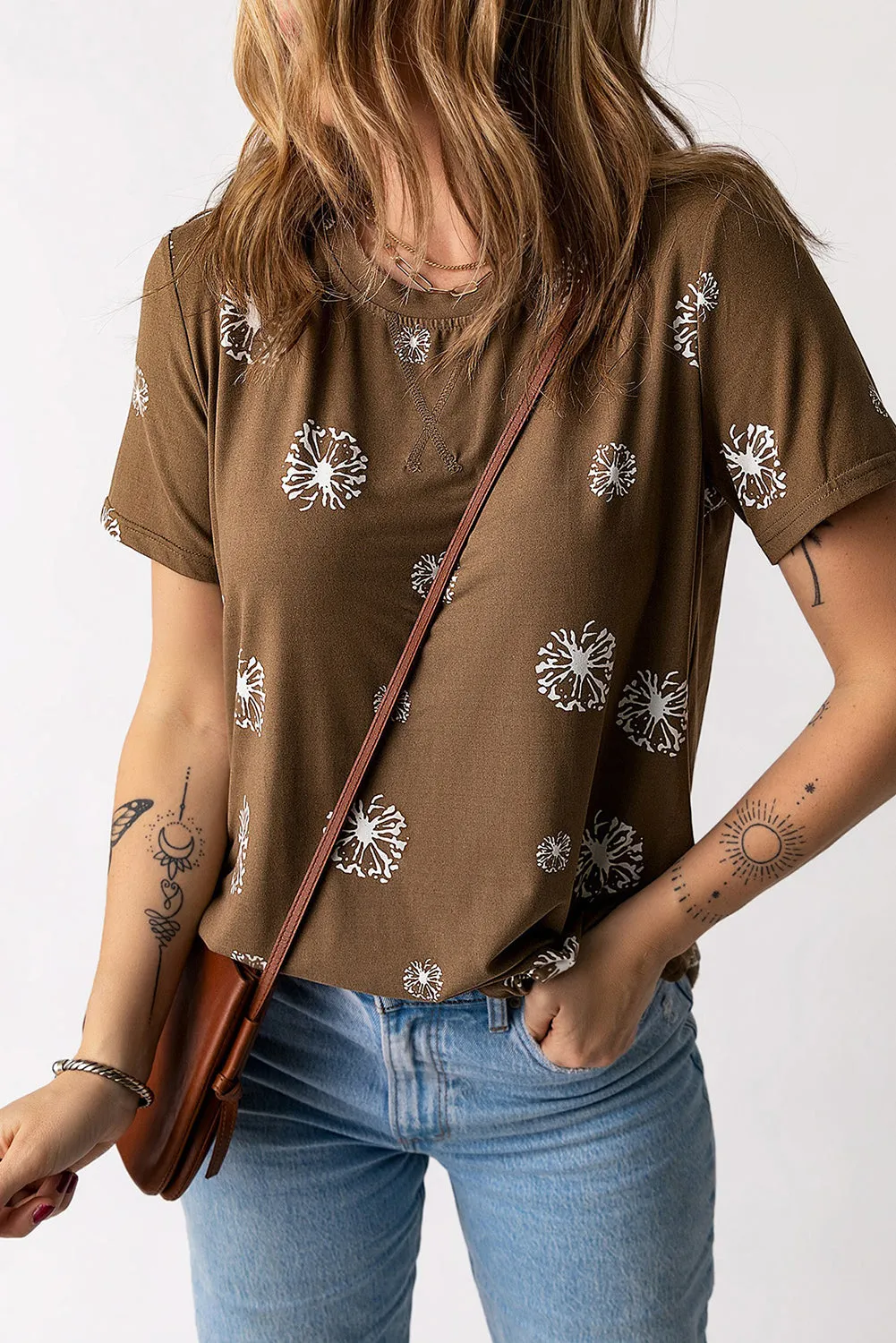 Dandelion Print Round Neck Tee