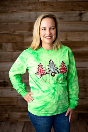 Double Stacked Tie Dye 3 Trees Merry Christmas Shirt - Christmas 2020