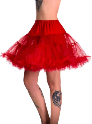 Fluffy Deep Red Plus Size Thigh Length Costume Petticoat