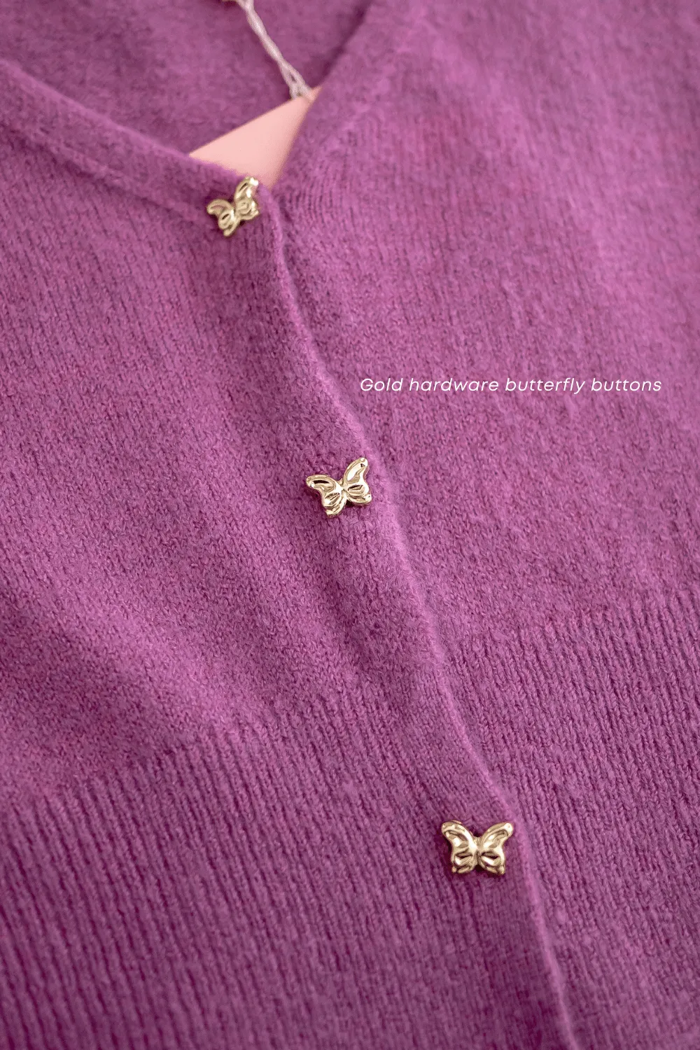 FREEDOM KNIT CROPPED CARDIGAN IN PURPLE