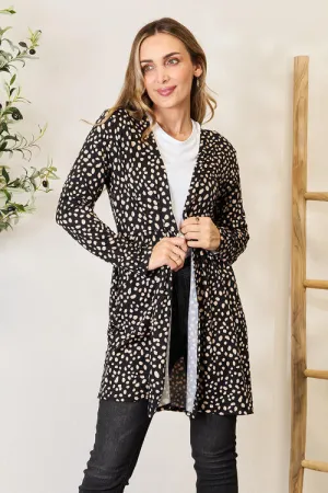 Full Size Printed Open Front Cardigan