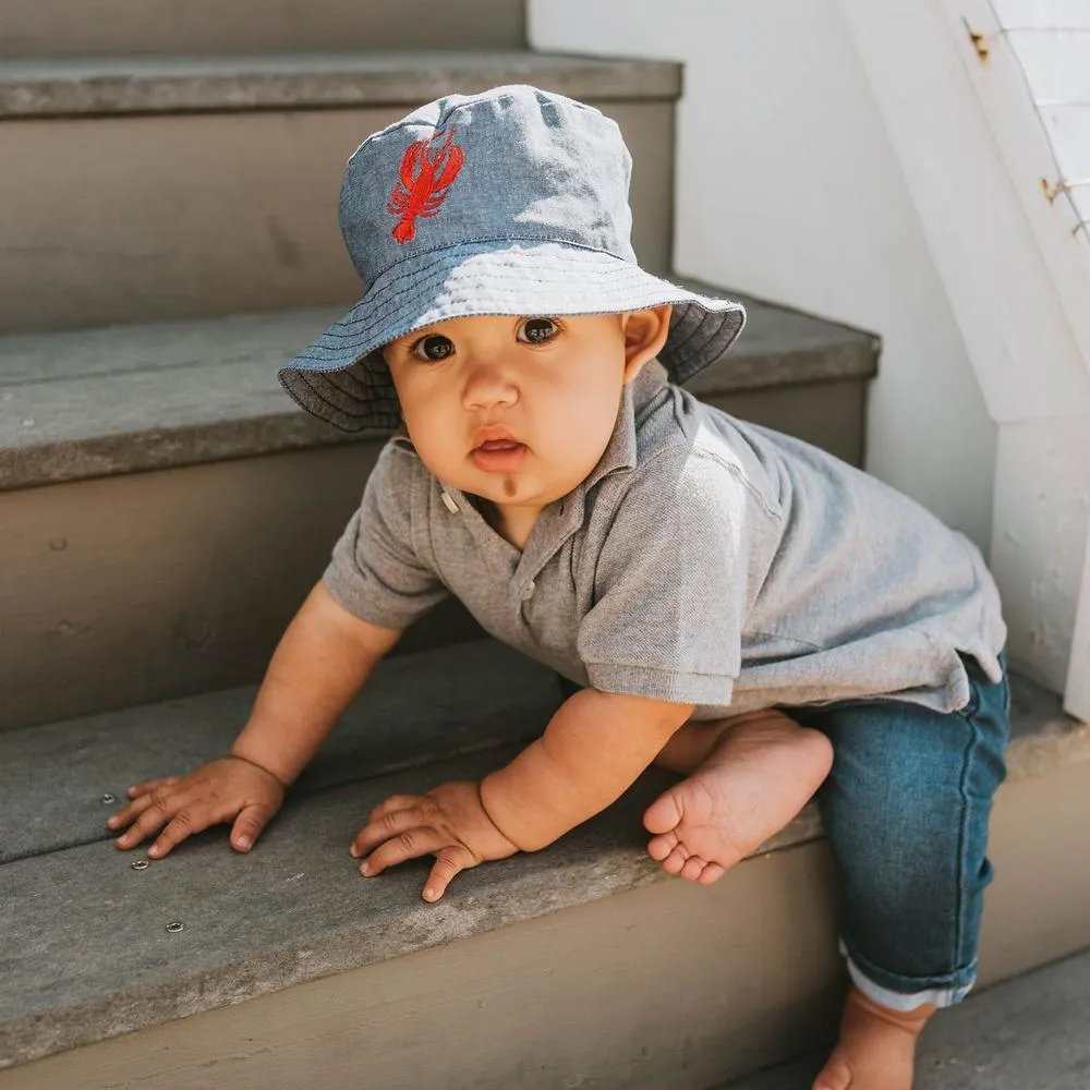 Lobster UPF 25  Chambray Bucket Hat for Babies and Toddlers