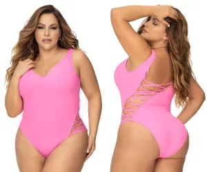 Mapale 67088X Curvy Size One Piece Swimsuit Color Pink