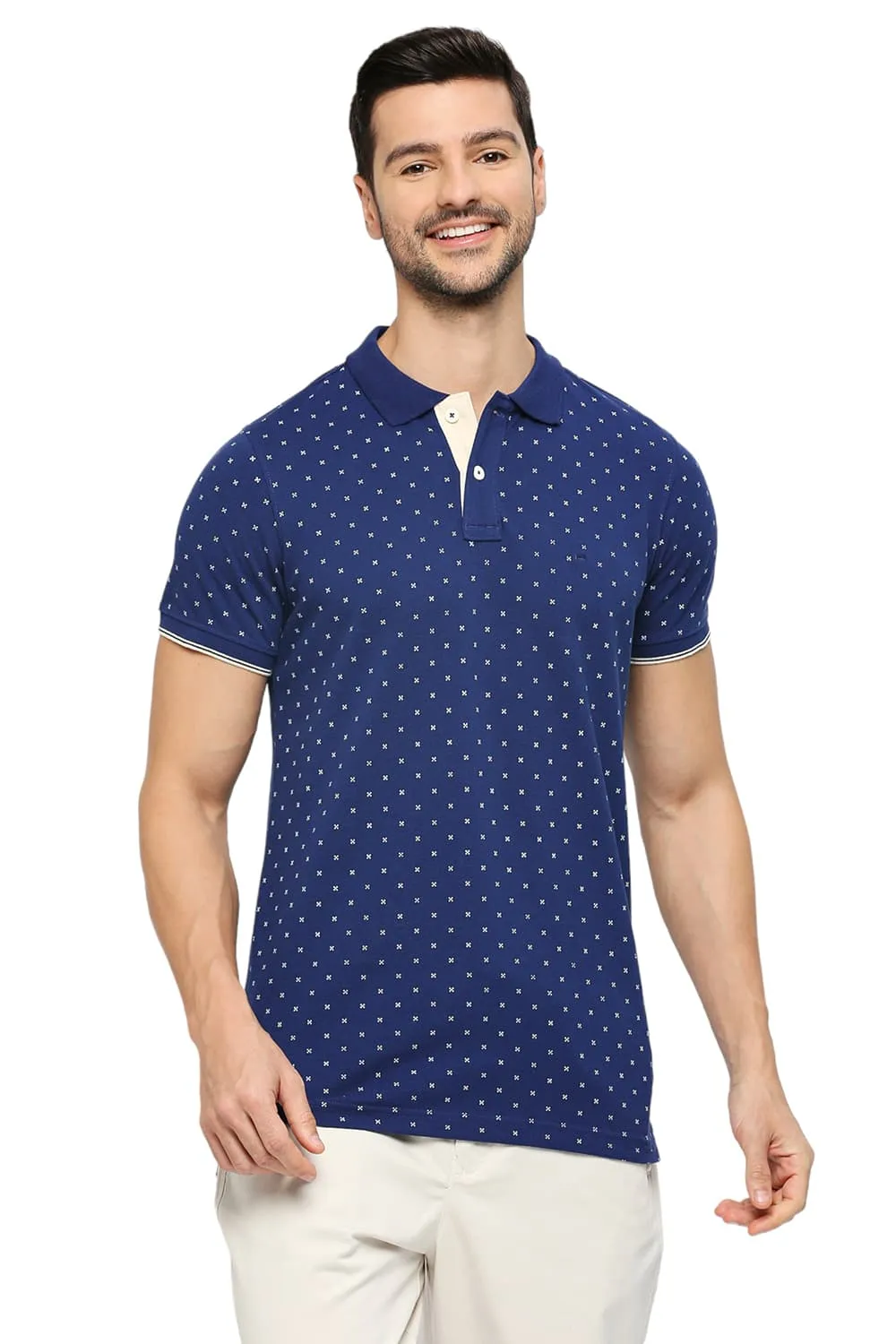 Muscle Fit Cotton Printed Polo T-Shirts