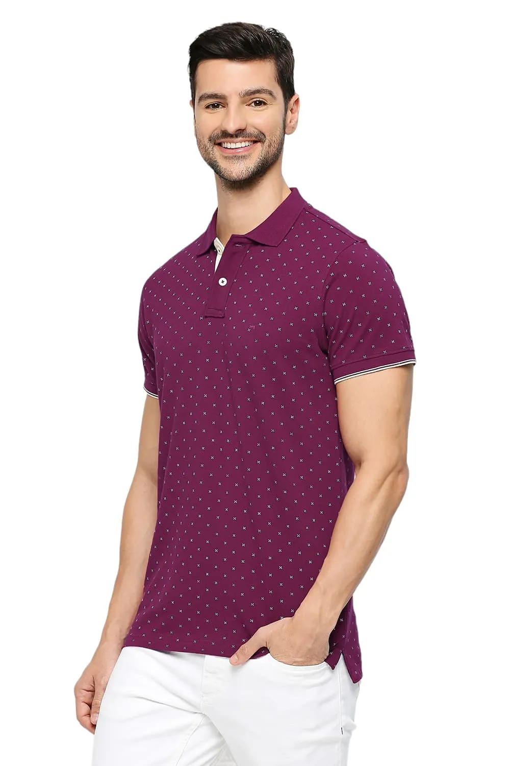 Muscle Fit Cotton Printed Polo T-Shirts