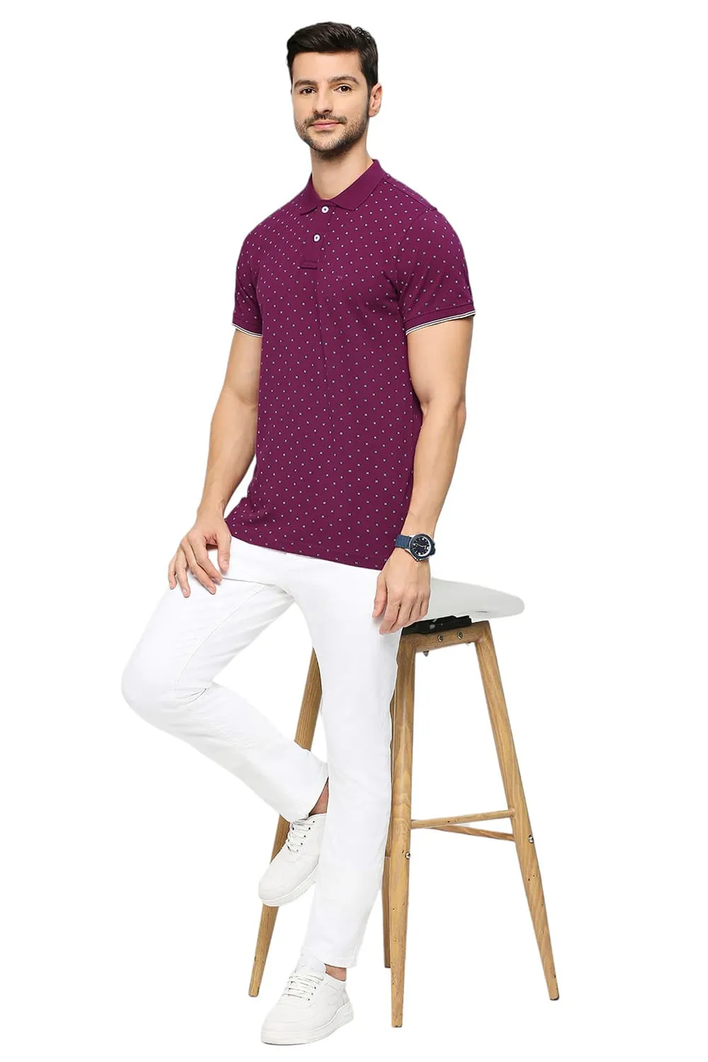 Muscle Fit Cotton Printed Polo T-Shirts