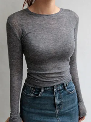 Plain Cotton Long Sleeve Tee