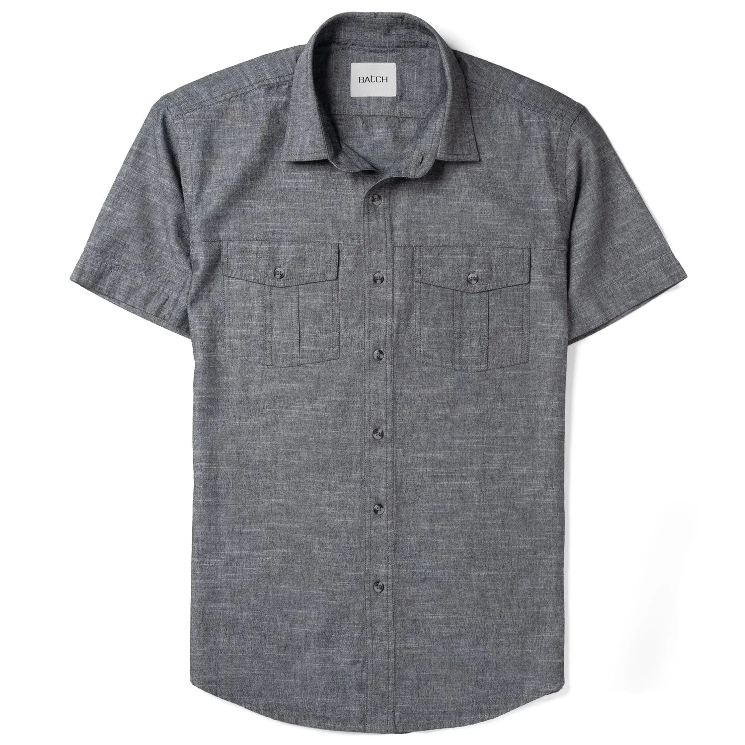 Primer Short Sleeve Utility Shirt – Flint Gray Slub Chambray