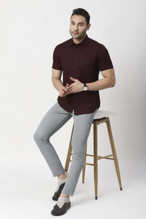 Slim Fit Cotton Twill Halfsleeves Shirt