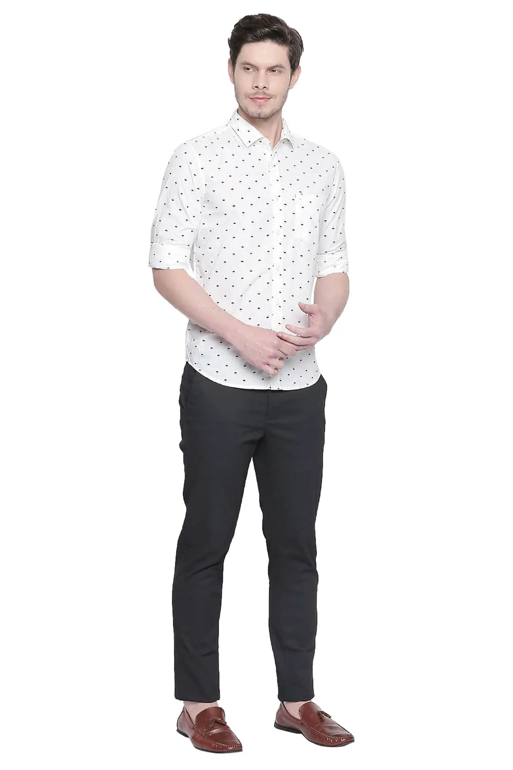 Slim Fit Poplin Printed Shirt