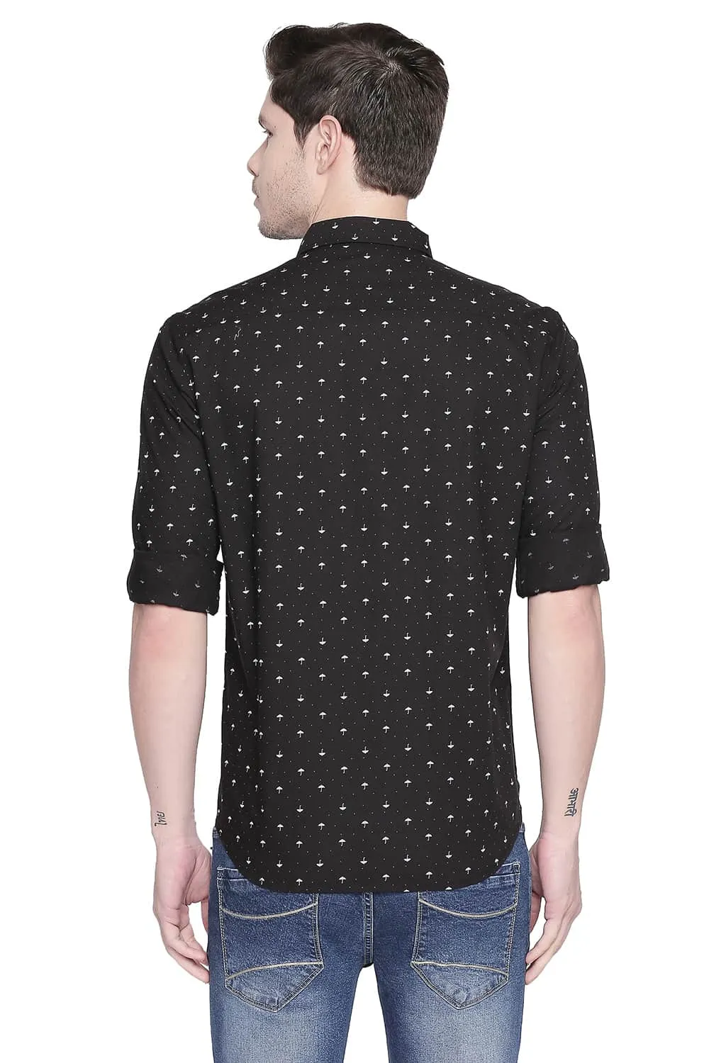 Slim Fit Poplin Printed Shirt