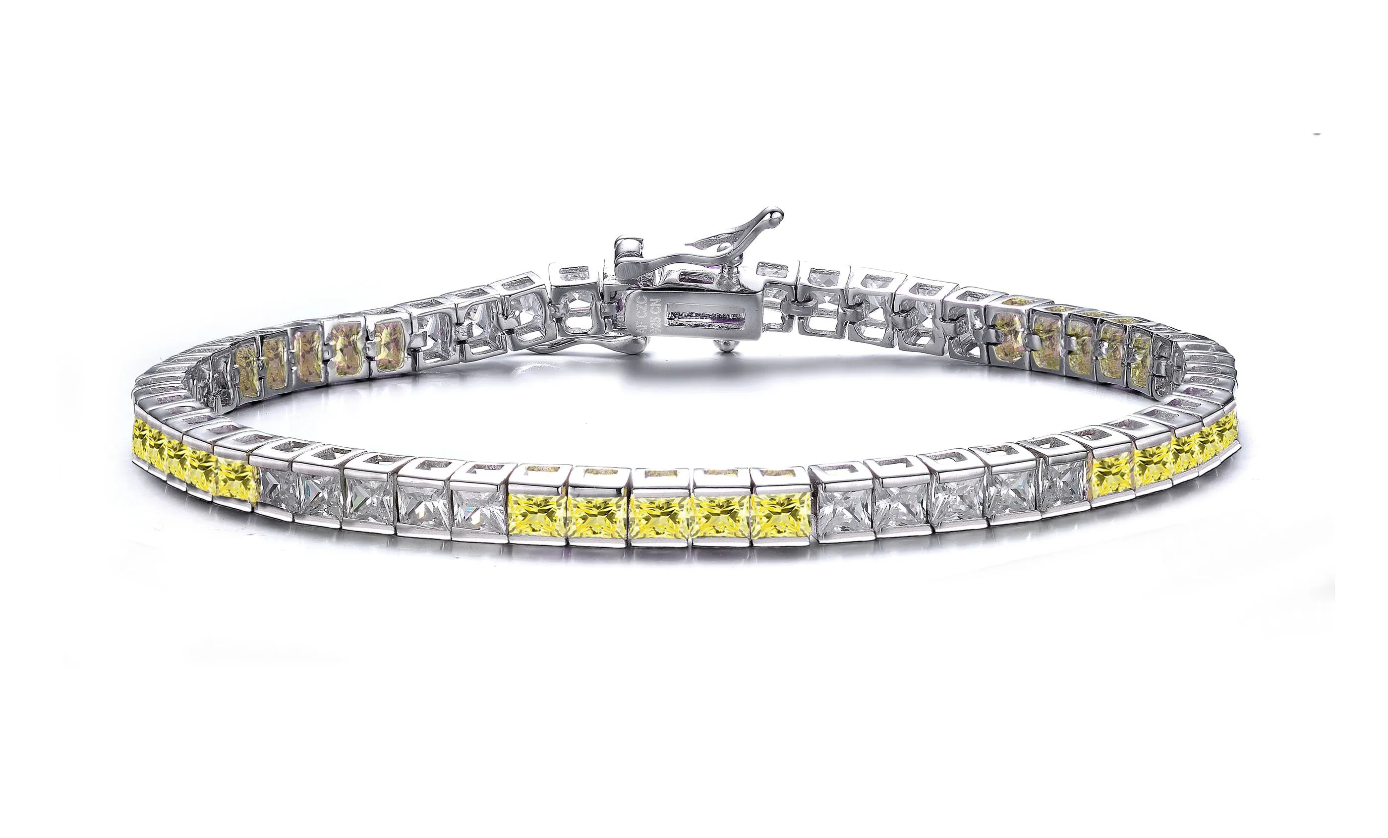 Sterling Silver Cubic Zirconia 14K Gold Plated Tennis Bracelet