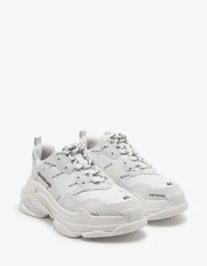 Triple S White All-Over Logo Trainers