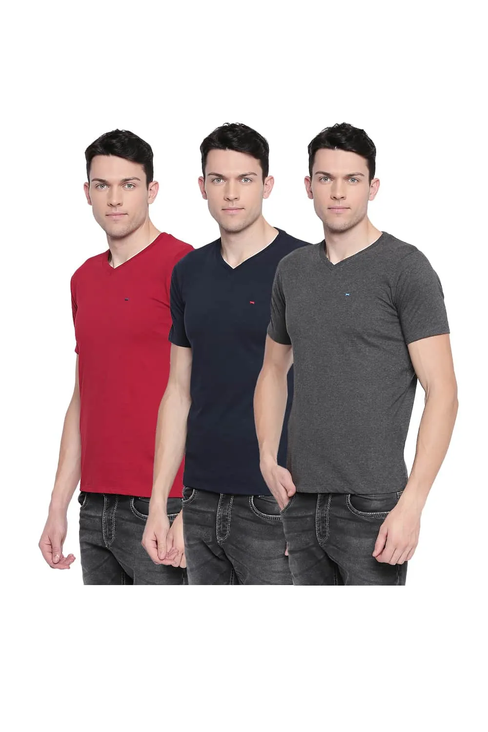 Value Pack Of 3 Muscle Fit V-Neck T-Shirts