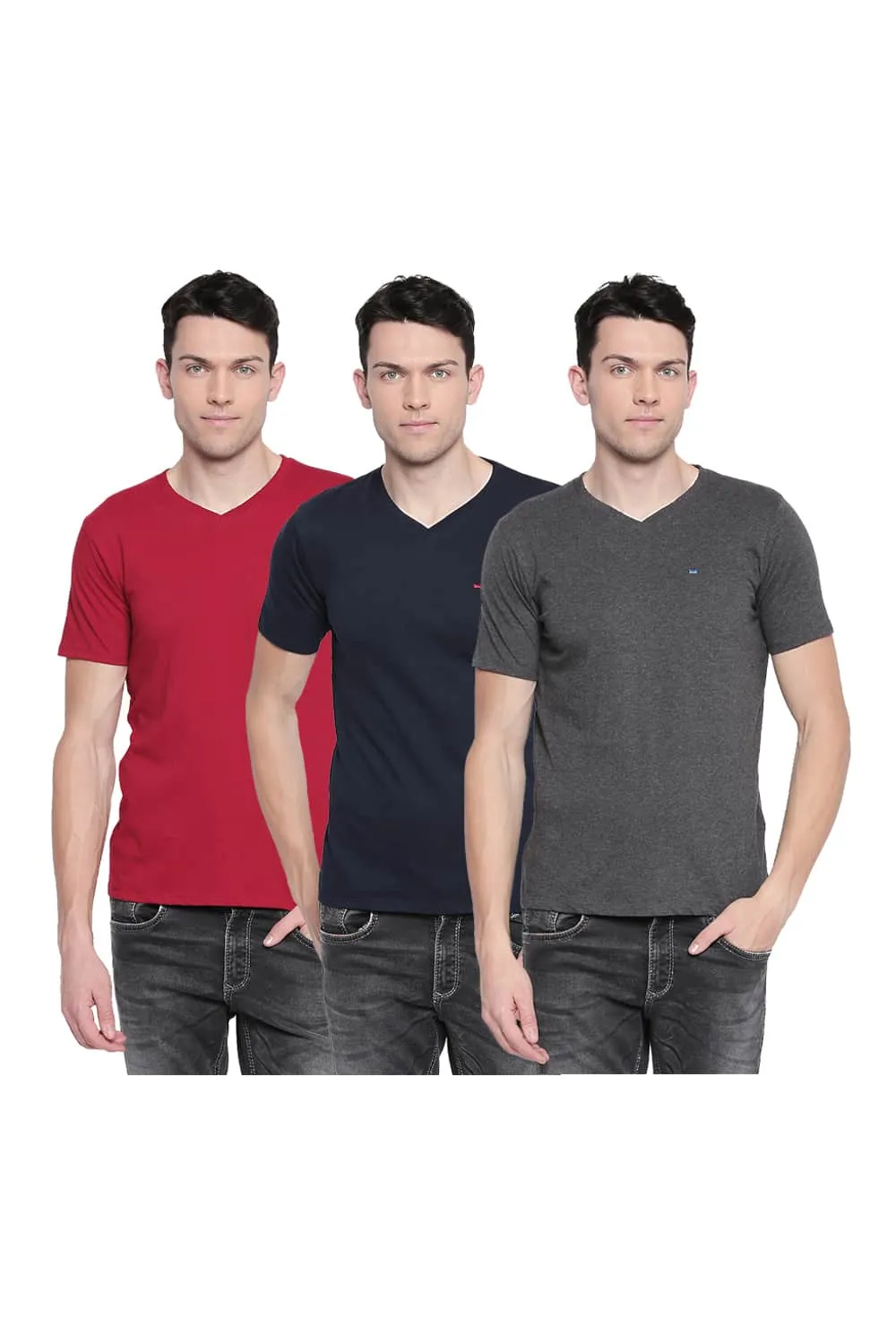 Value Pack Of 3 Muscle Fit V-Neck T-Shirts